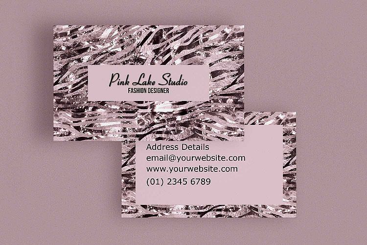 Glitzy Pink Zebra Print Business Card Template