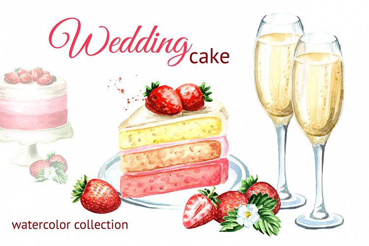 Wedding cake. Watercolor collection