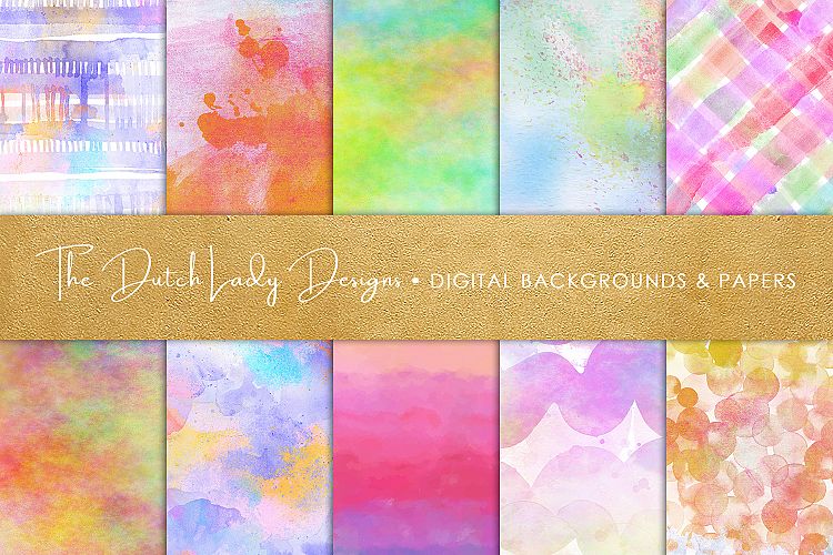 Watercolor Rainbow Scrapbook Papers