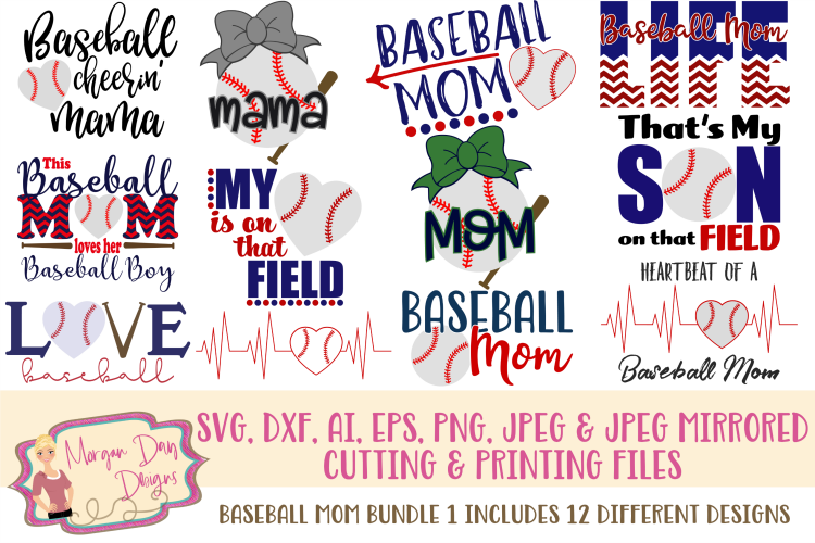 Baseball Mom Bundle 1 SVG, DXF, AI, EPS, PNG, JPEG (87121) | SVGs