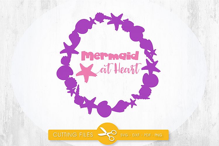 mermaid-wreath-heart cutting files svg, dxf, pdf, eps included - cut files for cricut and silhouette - Cutting Files SG