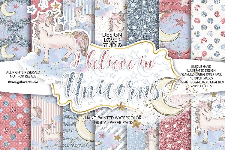 I believe in Unicorns digital paper pack