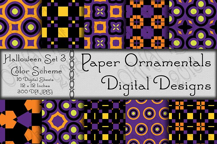Halloween Geometric Patterns Set 3 Digital Paper