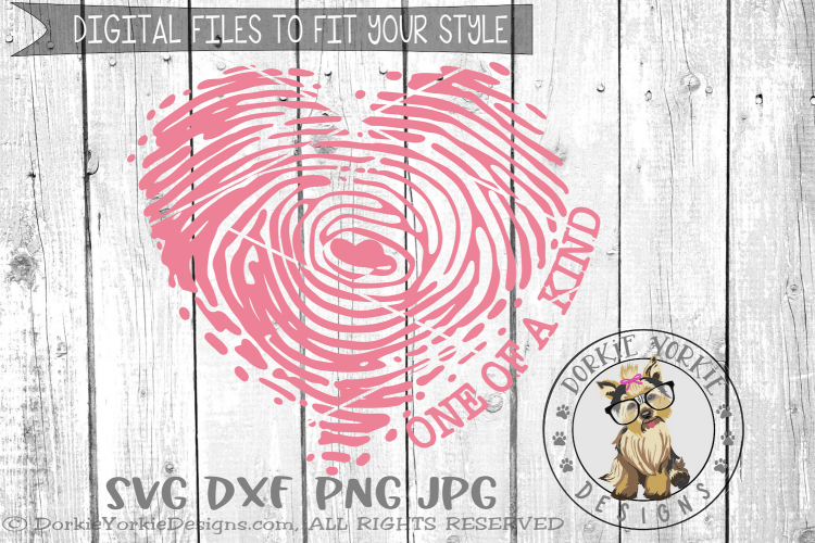 Happy Valentines Day Heart Fingerprint Flourish - SVG cut file