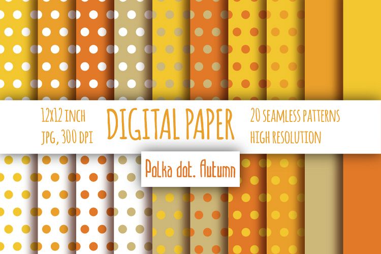 Polka dot orange digital paper