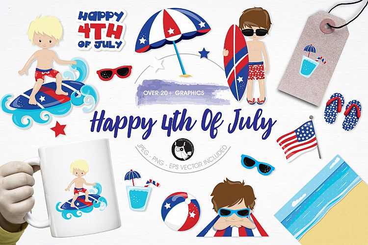 Happy 4th of July  graphics and illustrations