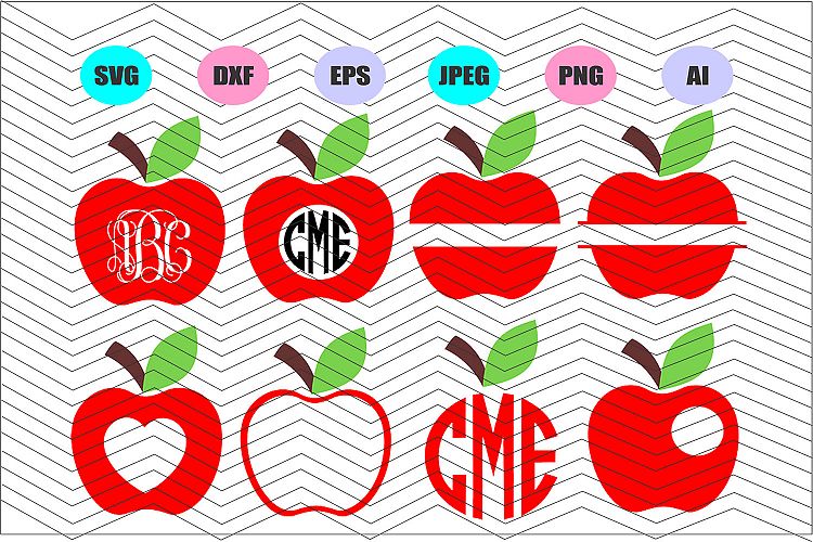 Apple Svg, Apple monogram Svg Dxf Eps Png Jpg Ai Cut Vector