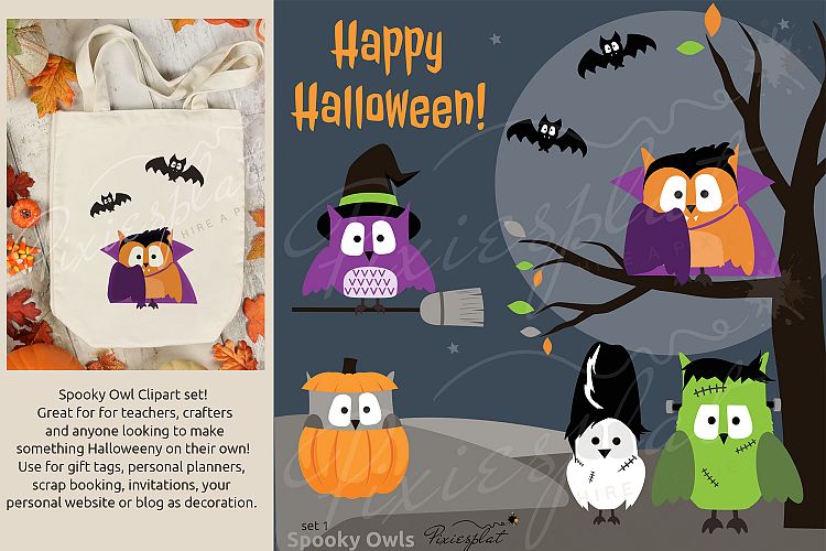 Spooky Halloween Owl Clip Art
