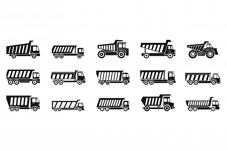 Tipper truck icons set, simple style example image 1