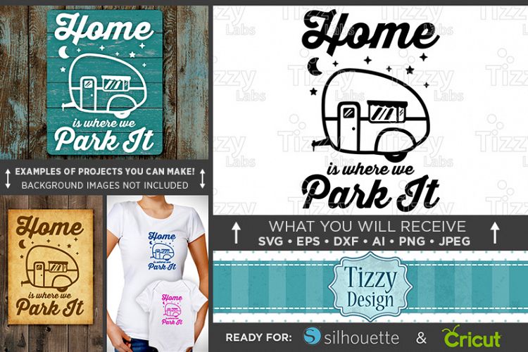 Home Is Where You Park It Svg - Camper Sign - Camper Decor - Camper Clipart - Tree Svg - Crescent Moon Svg - 640