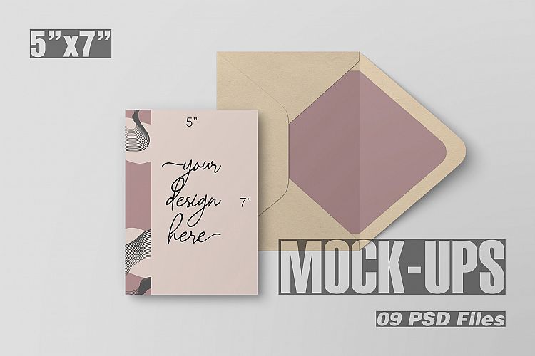 5x7 inch Postcard and Envelope Mock-Ups