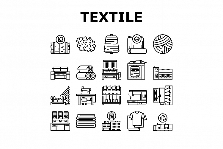 Textile Production Collection Icons Set Vector example image 1