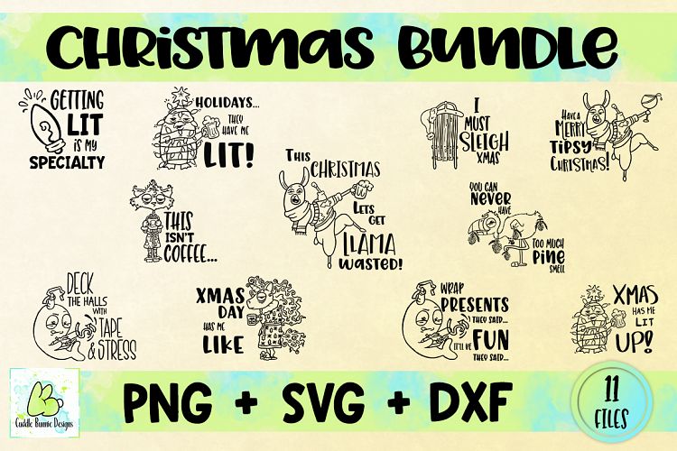 Christmas SVG Bundle, Xmas Bundle, Holiday Bundle, PNG, DXF