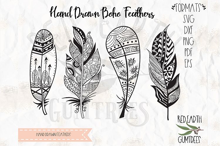 Boho feathers bundle, Tribal feathers in SVG,DXF,PNG, EPS