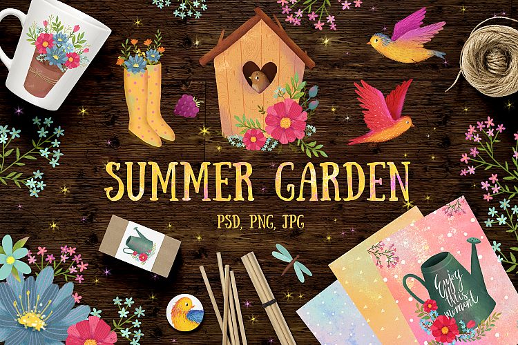 Summer garden clip art/ Flowers set