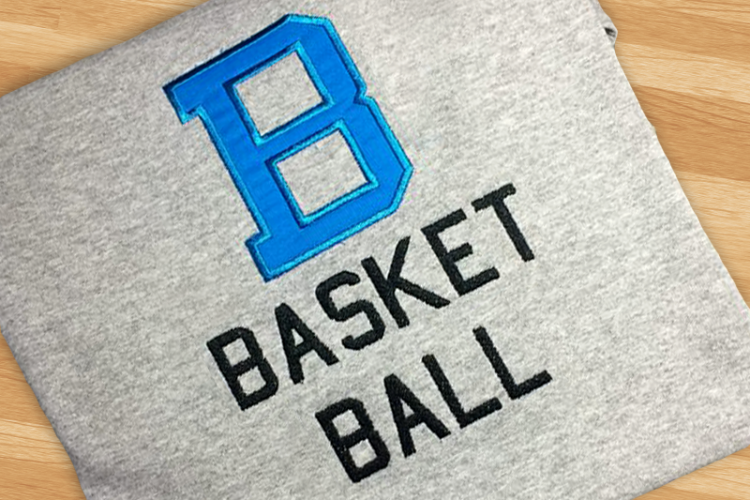 B for Basketball Applique Embroidery Design