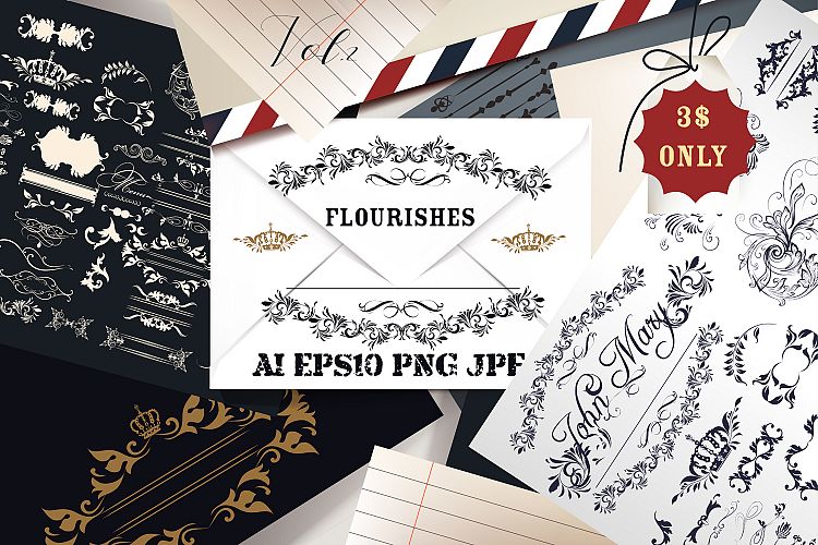 Set of vintage flourishes