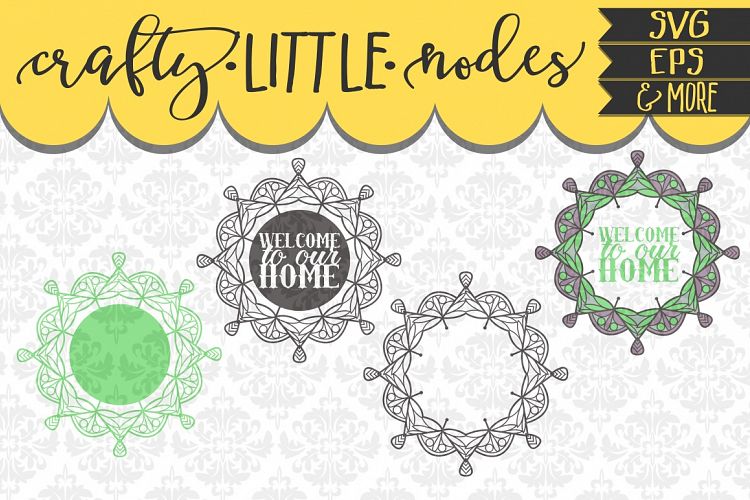 Mandala Monogram Welcome to our home Filligree Zentangle SVG DXF AI EPS & PNG