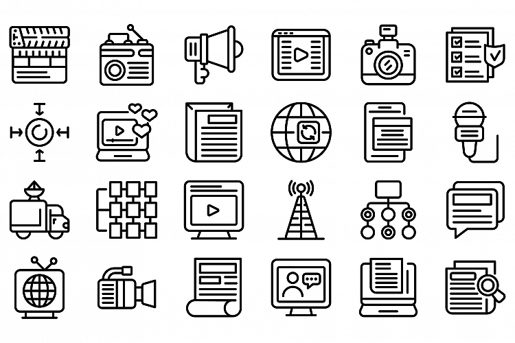 Actualization icons set, outline style example image 1