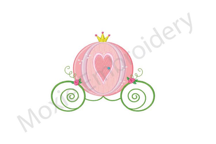 Carriage Embroidery Design, Princess Carriage Design