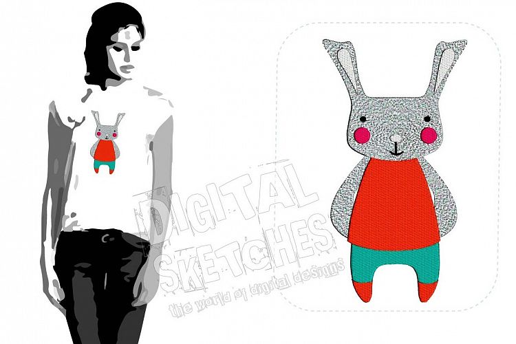 Bunny Machine Embroidery Design 3 Sizes