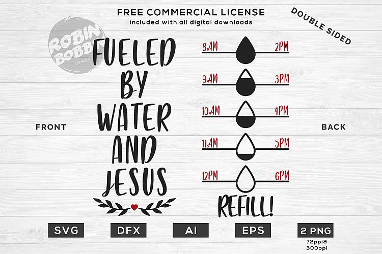 Fueled By Water And Jesus - Water Bottle Trackers - Double Sided Design