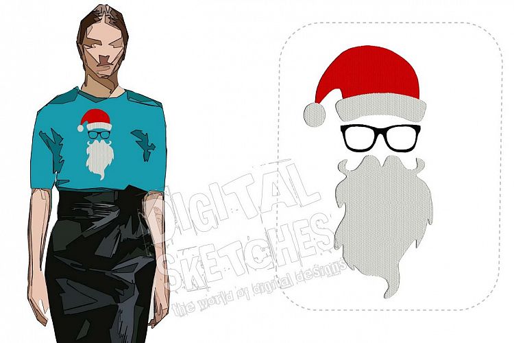 Santa Claus Machine Embroidery Design Christmas Hipster