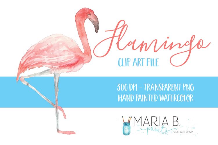Pink Flamingo Watercolor Clip Art PNG