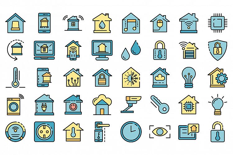 Smart home icons set vector flat example image 1