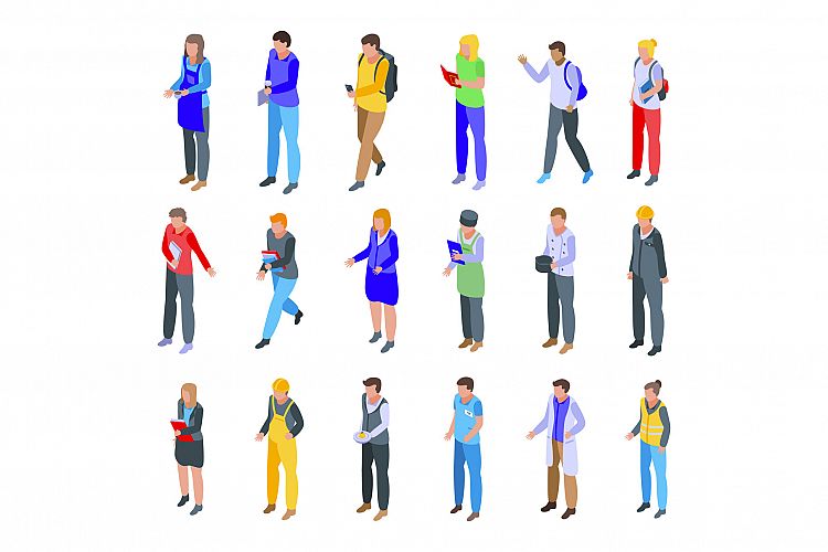 Job students icons set, isometric style example image 1