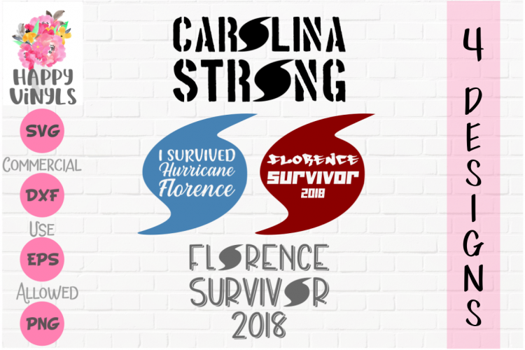 Hurricane Florence SVG 4 DESIGNS Bundle by Happy Vinyls