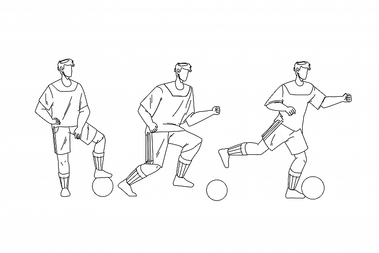 Football Player Playing And Kicking Ball Vector example image 1