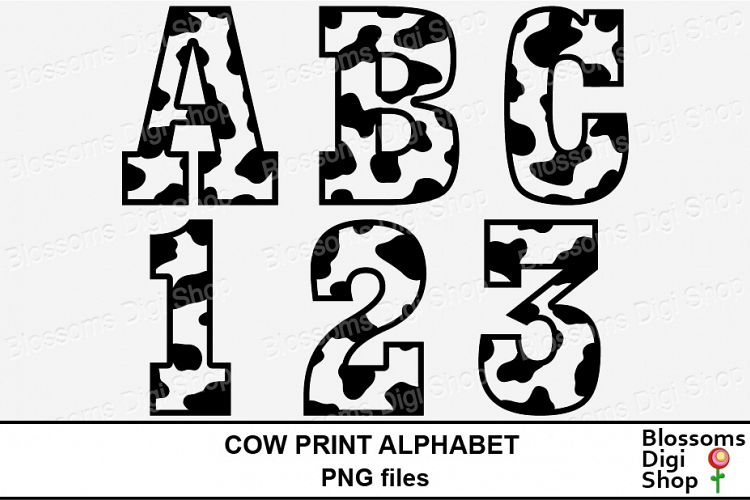 Cow Print Alphabet Clipart