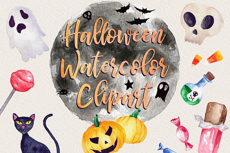 Download Free Decorations Download Halloween Watercolor Clip Art Pack With Svg Vector Versions Free Design Resources
