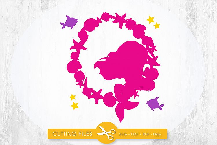 mermaid-wreath cutting files svg, dxf, pdf, eps included - cut files for cricut and silhouette - Cutting Files SG