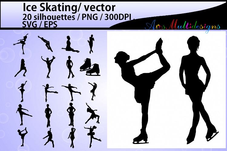Ice Skating silhouette/ ice Skating / Ice Skating clipart / High Quality vector 300 dpi / athletes / Skating / EPS / SVG / PNG