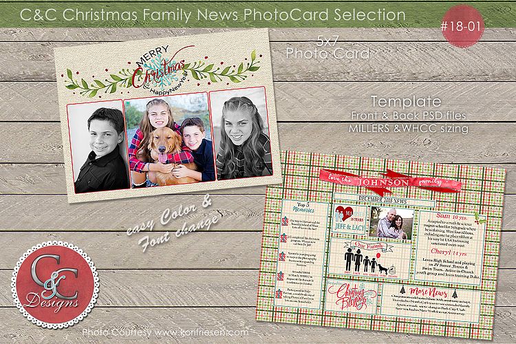 Christmas Year End Review Photo Card With Family Icons 18-01