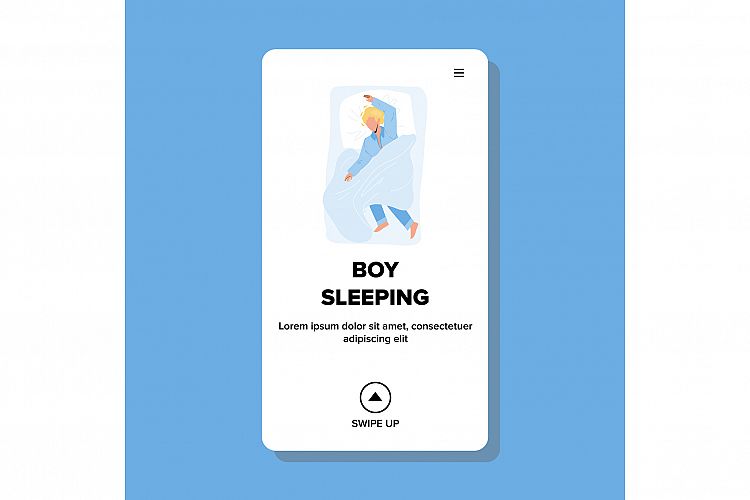 Boy Sleeping In Comfortable Bed Furniture Vector example image 1