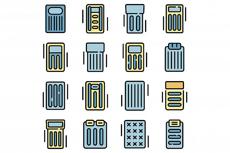 Inflatable mattress icons set vector flat example image 1