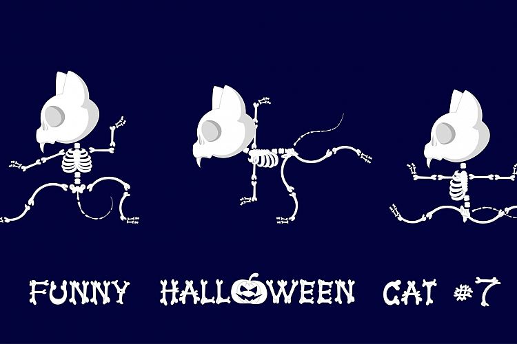 Set of 9 funny skeletons cats - 3 example image 1
