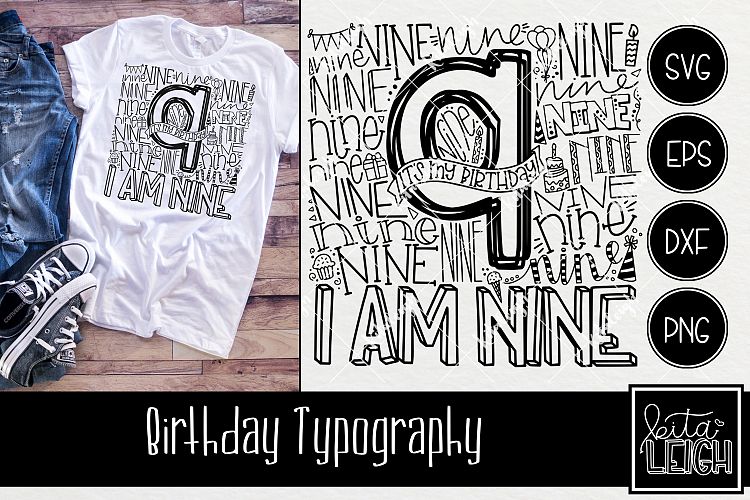 Ninth Birthday Typography