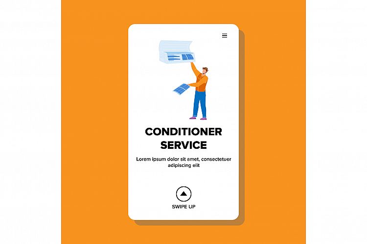 Conditioner Service Worker Repair Equipment Vector example image 1