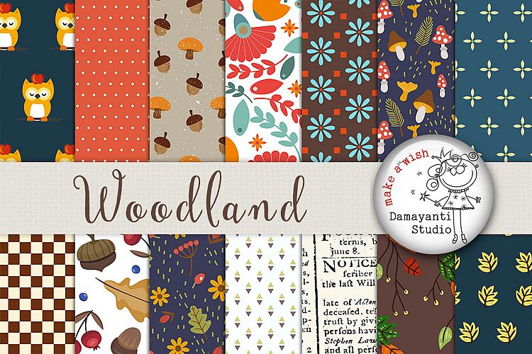 Forest Animals Digital Papers, Wood paper, Autumn paper