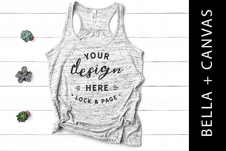 White Marble Bella Canvas 8800 Tank Top Mockup Flowy Scoop