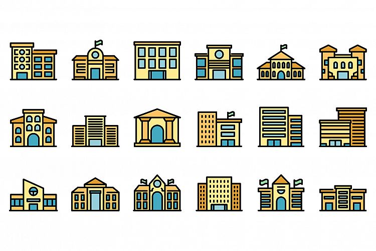 Campus icons set vector flat example image 1