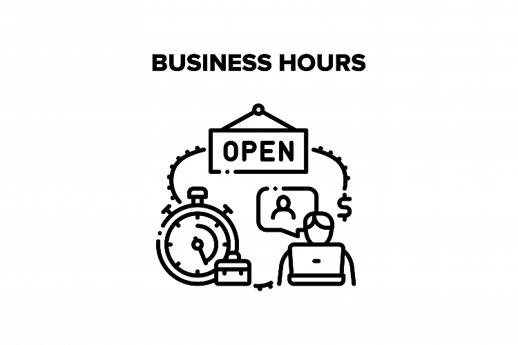 Business Hours Vector Black Illustration example image 1