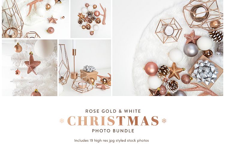Christmas Styled Stock Photo Bundle - Rose Gold & White