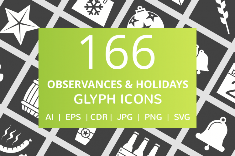 166 Observances   Holiday Glyph Inverted Icons