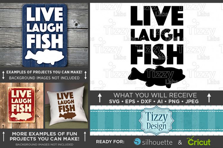 Live Laugh Fish Svg File - Fishing Sign - Fishing Svg - 791