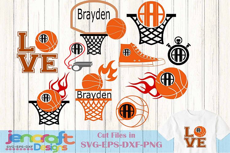 Download Basketball SVG Cut Files Monogram Frames SVG, EPS, DXF ...